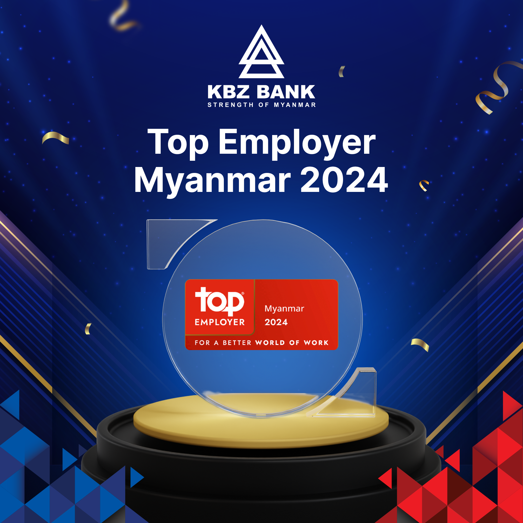 KBZ Bank Proudly Certified as a Top Employer Myanmar 2024